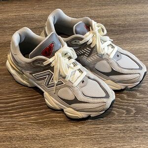 New Balance Gray & White Mesh Suede Sneakers 9060